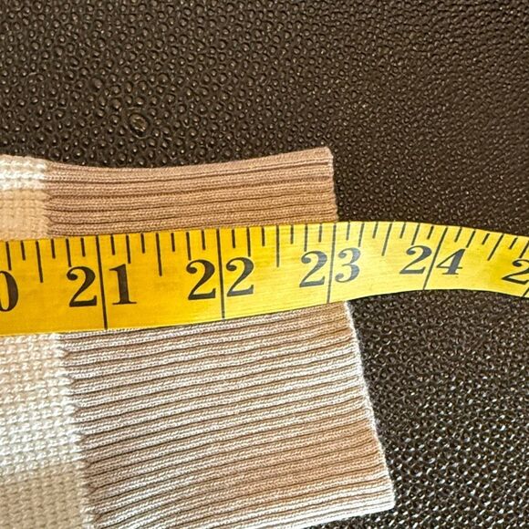 Cyrus Women's Open Front Cardigan Sweater - Cream and Brown Stripes size small - Picture 9 of 9